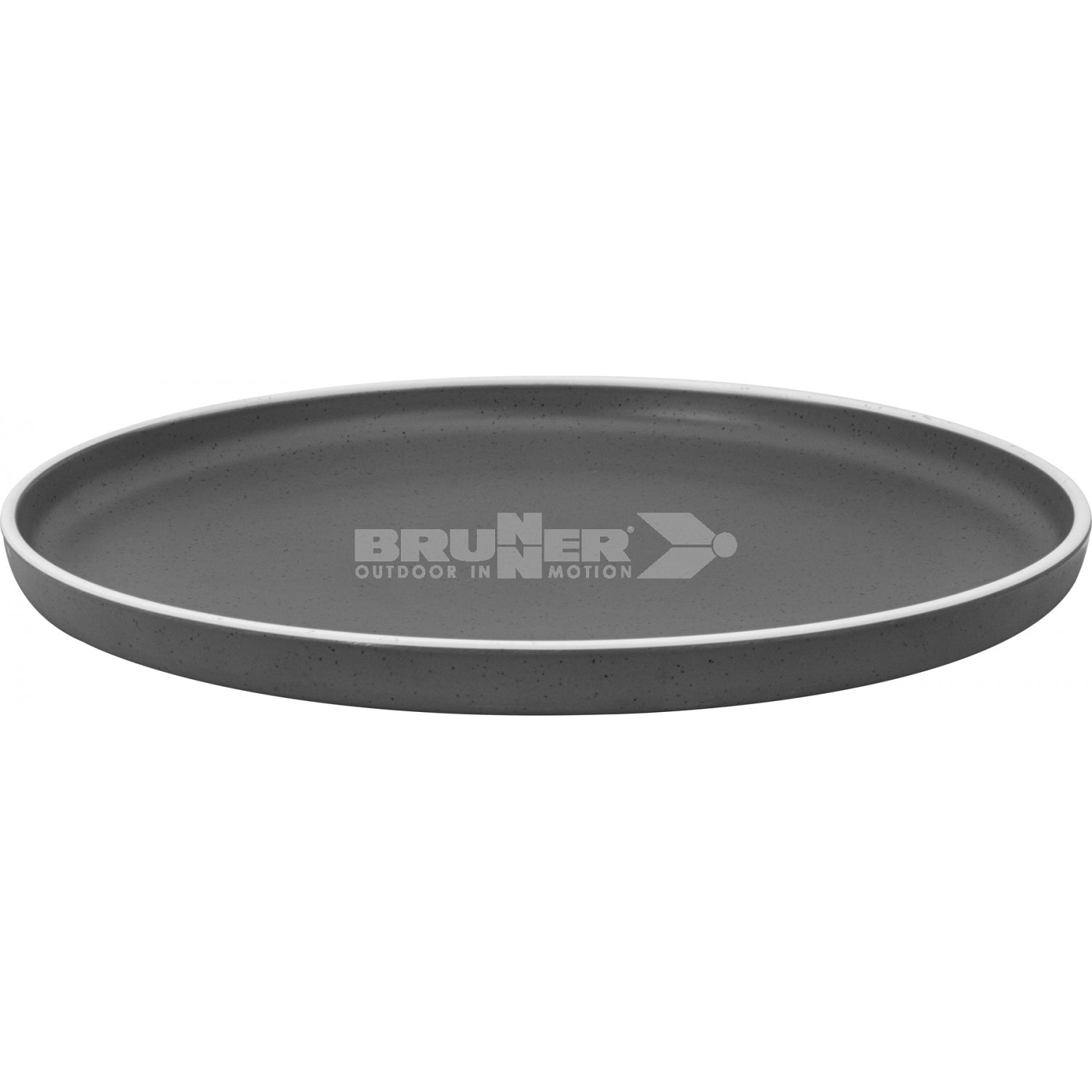 Gray plate with Brunner logo on a white background