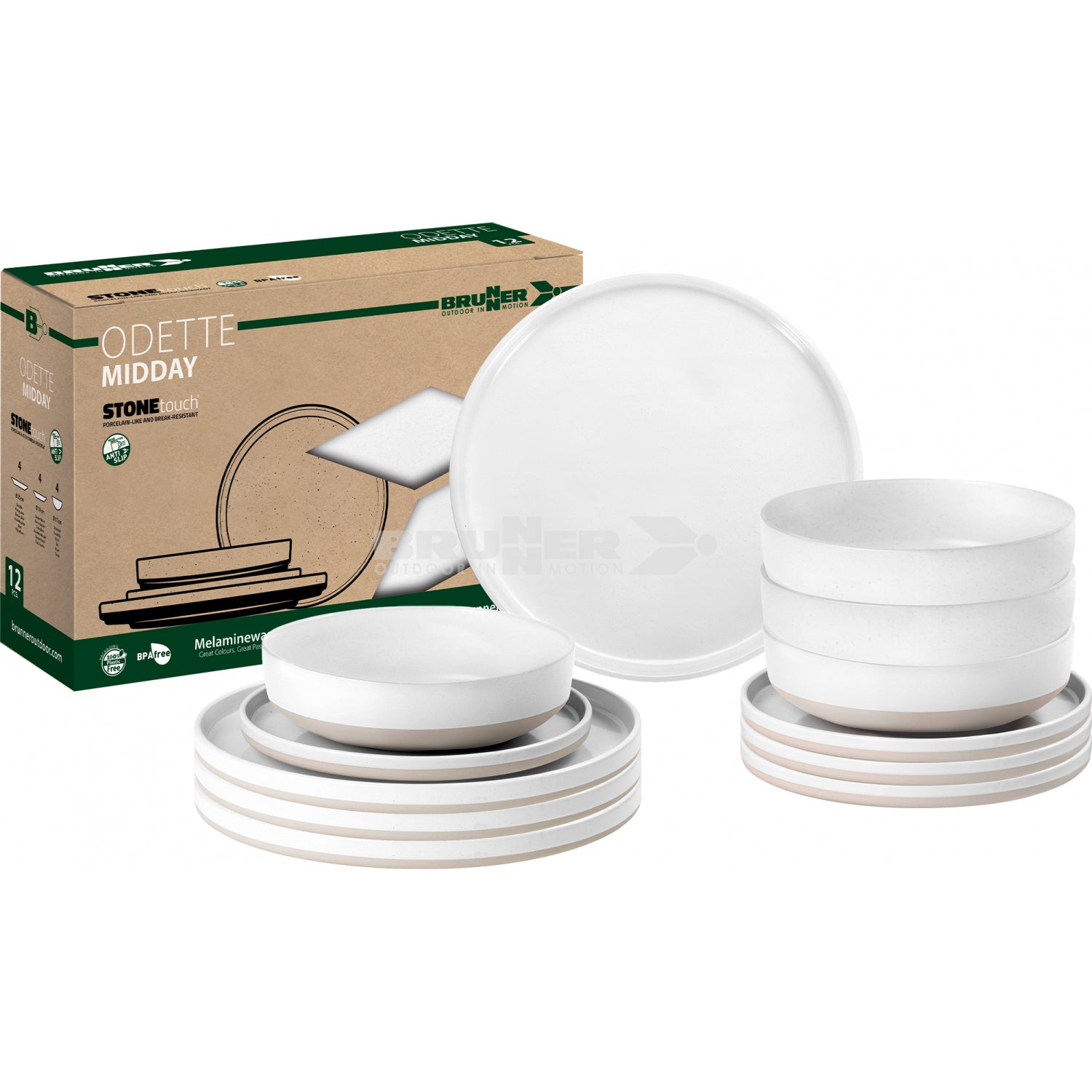 brunner odette midday 12 piece non slip melamine dinner set