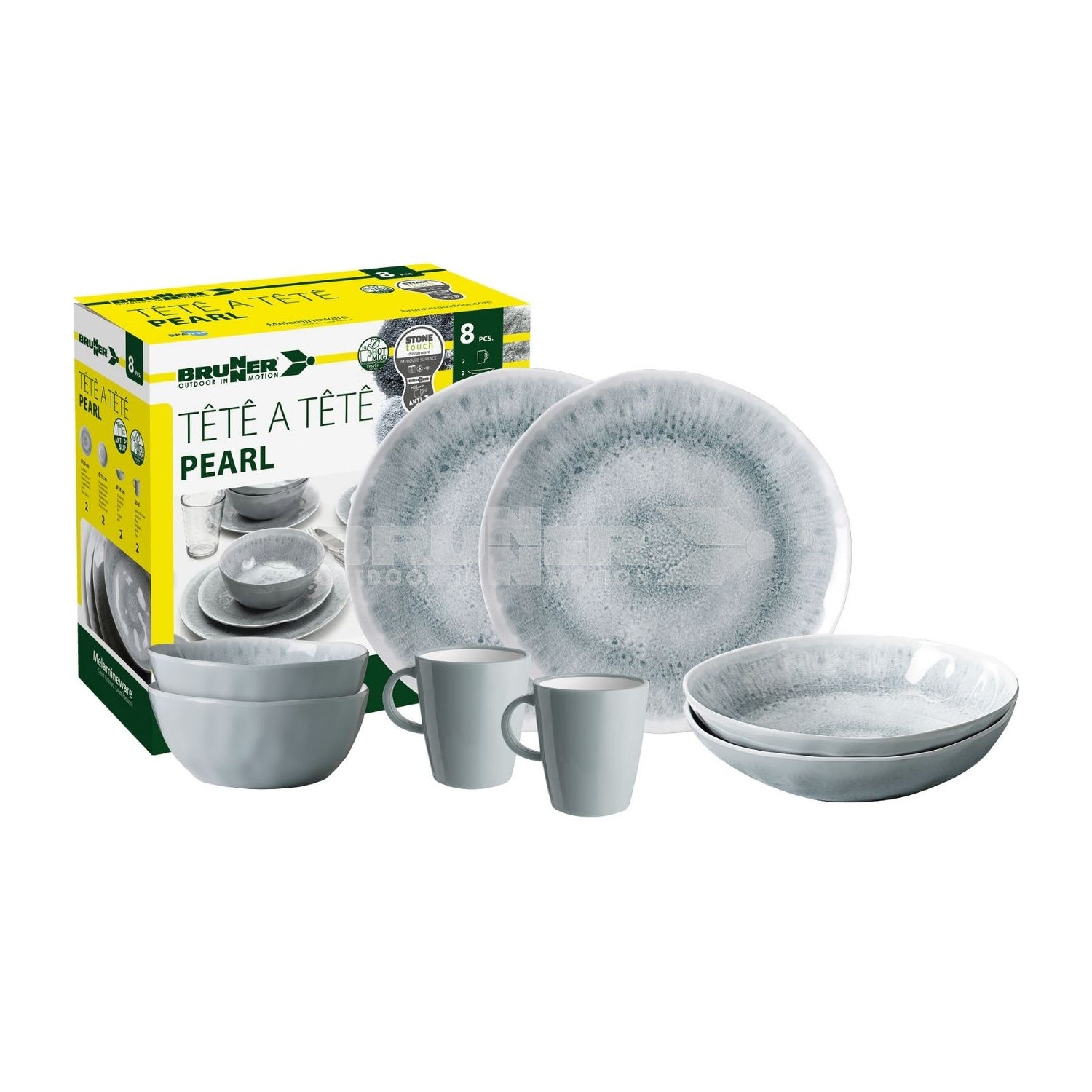 brunner pearl tete a tete 8 piece melamine dinner set