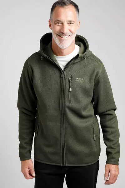 Weird Fish Lockie Recycled Full Zip Bonded Fleece Dark Olive