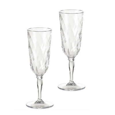Omada Crystal Acrylic Champagne Flutes x 2