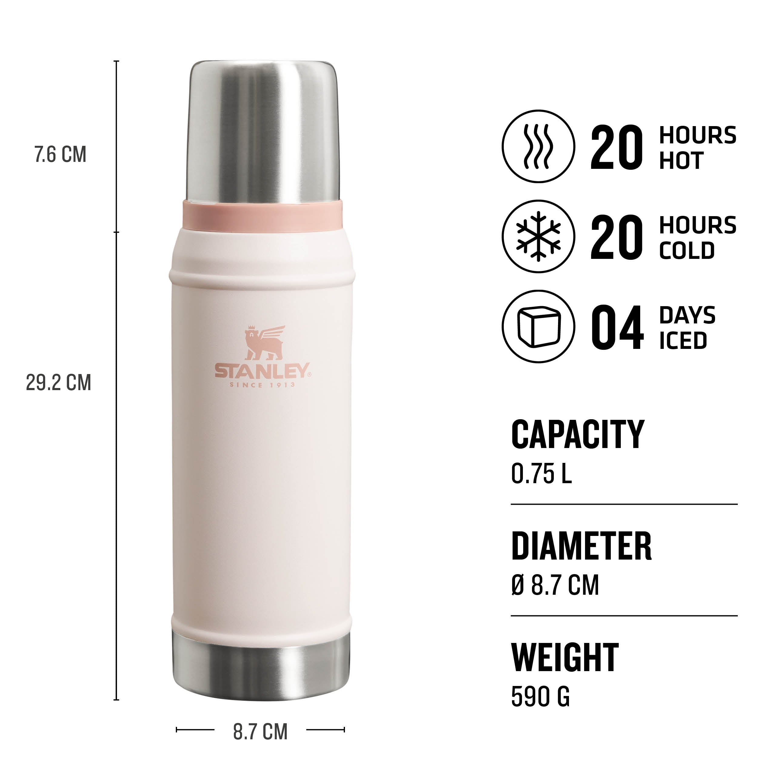 Stanley Legendary Flask Classic Vacuum Bottle 0.75L Rose Quartz