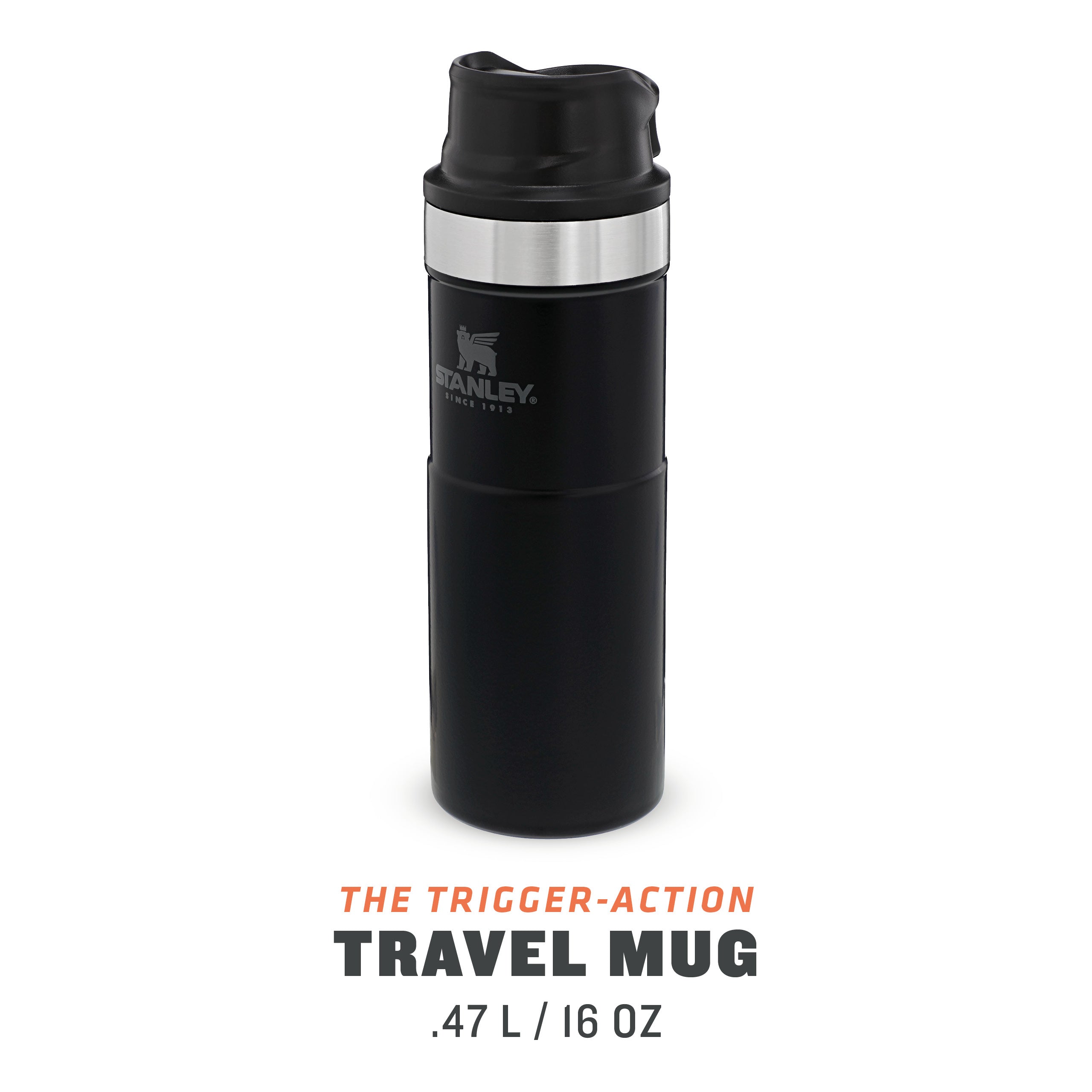 Stanley Classic Trigger Action Travel Mug 0.47L Matt Black