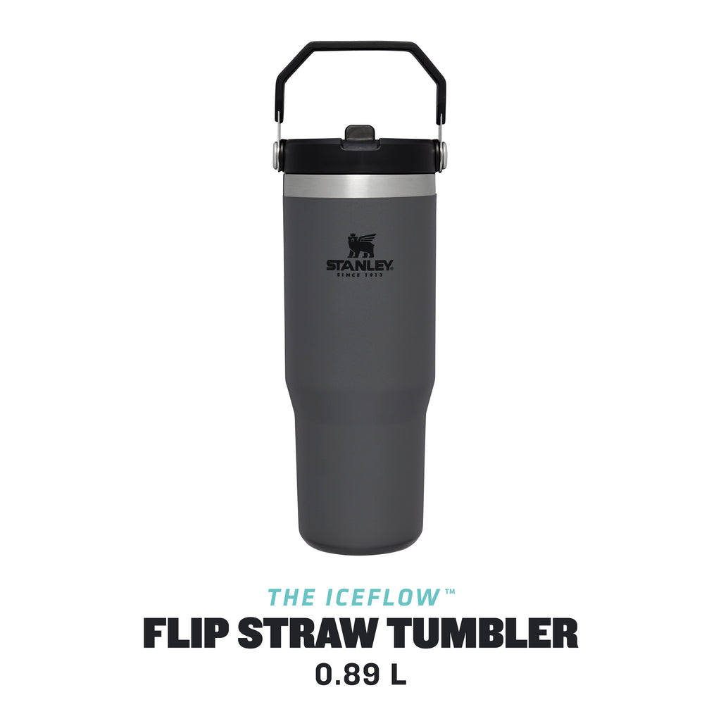 stanley iceflow flipstraw leakproof drinks tumbler 0.89l charcoal