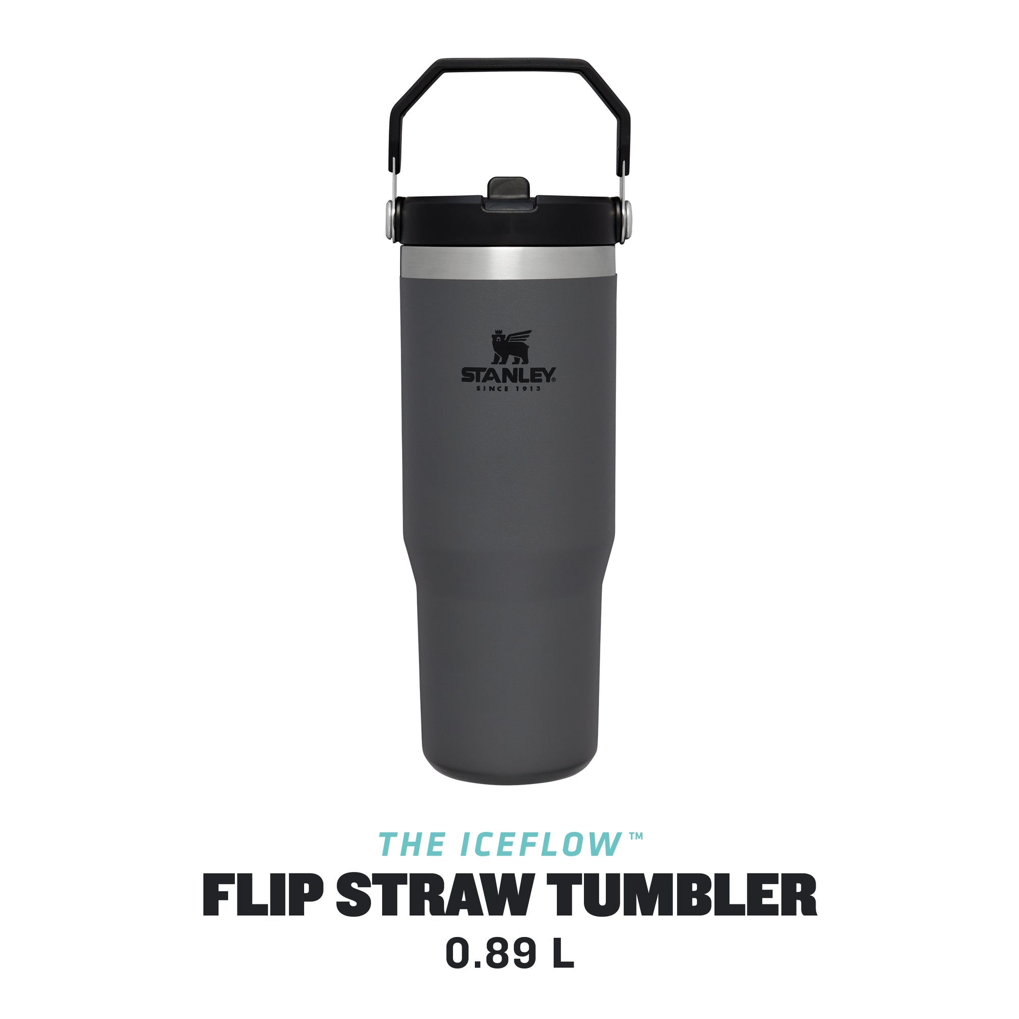 stanley iceflow flipstraw leakproof drinks tumbler 0.89l charcoal