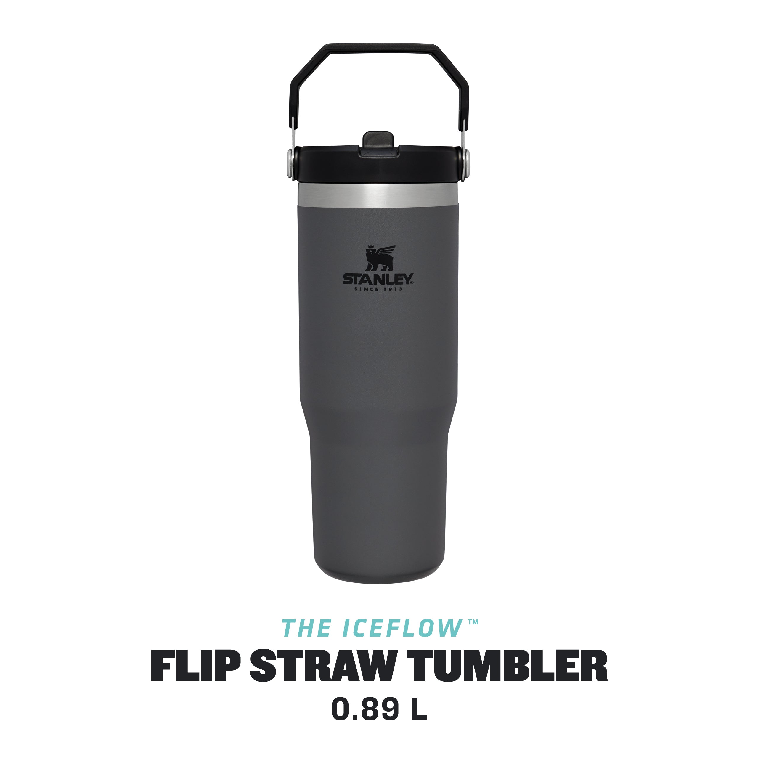 stanley iceflow flipstraw leakproof drinks tumbler 0.89l charcoal