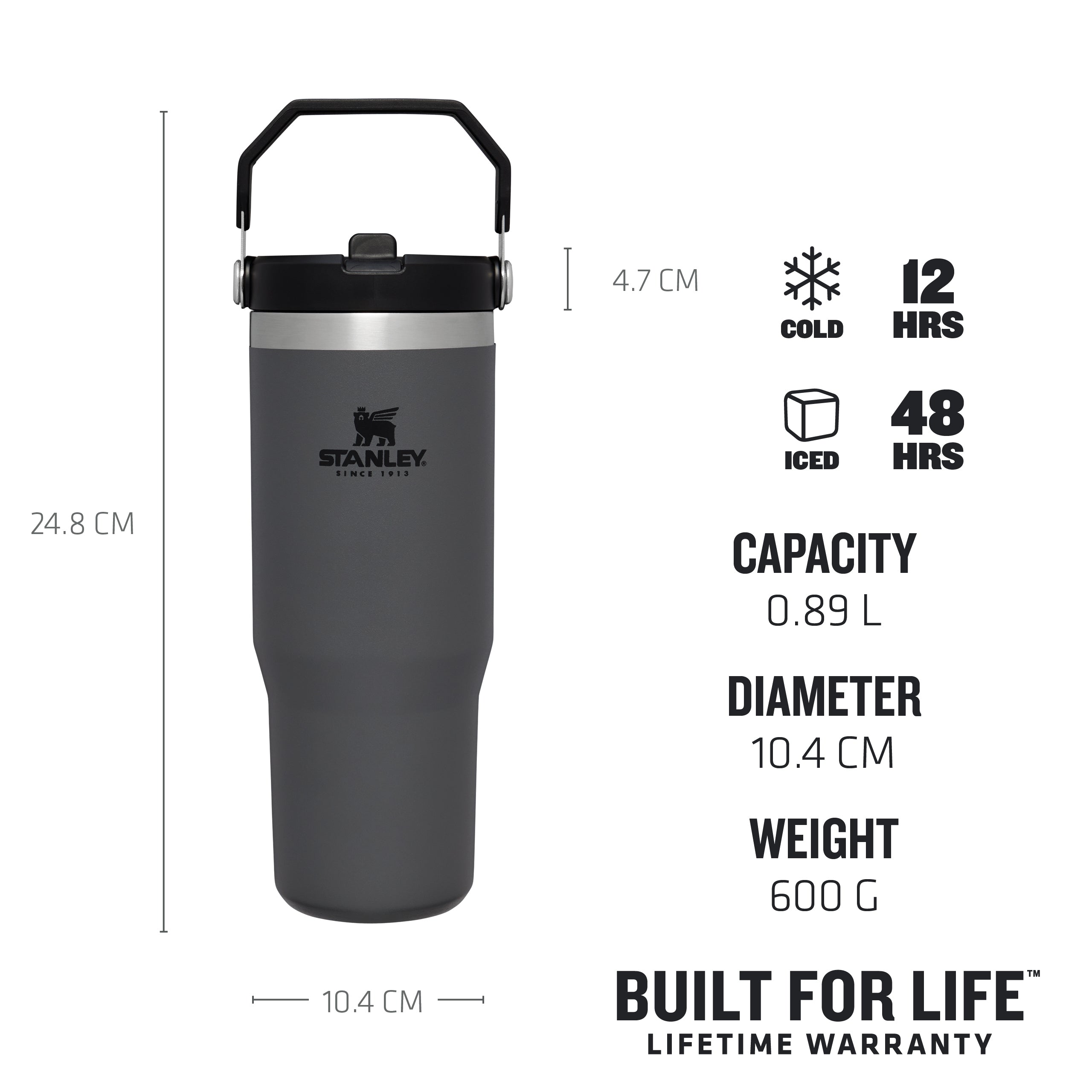 stanley iceflow flip straw drinks tumbler 0.89l leakproof