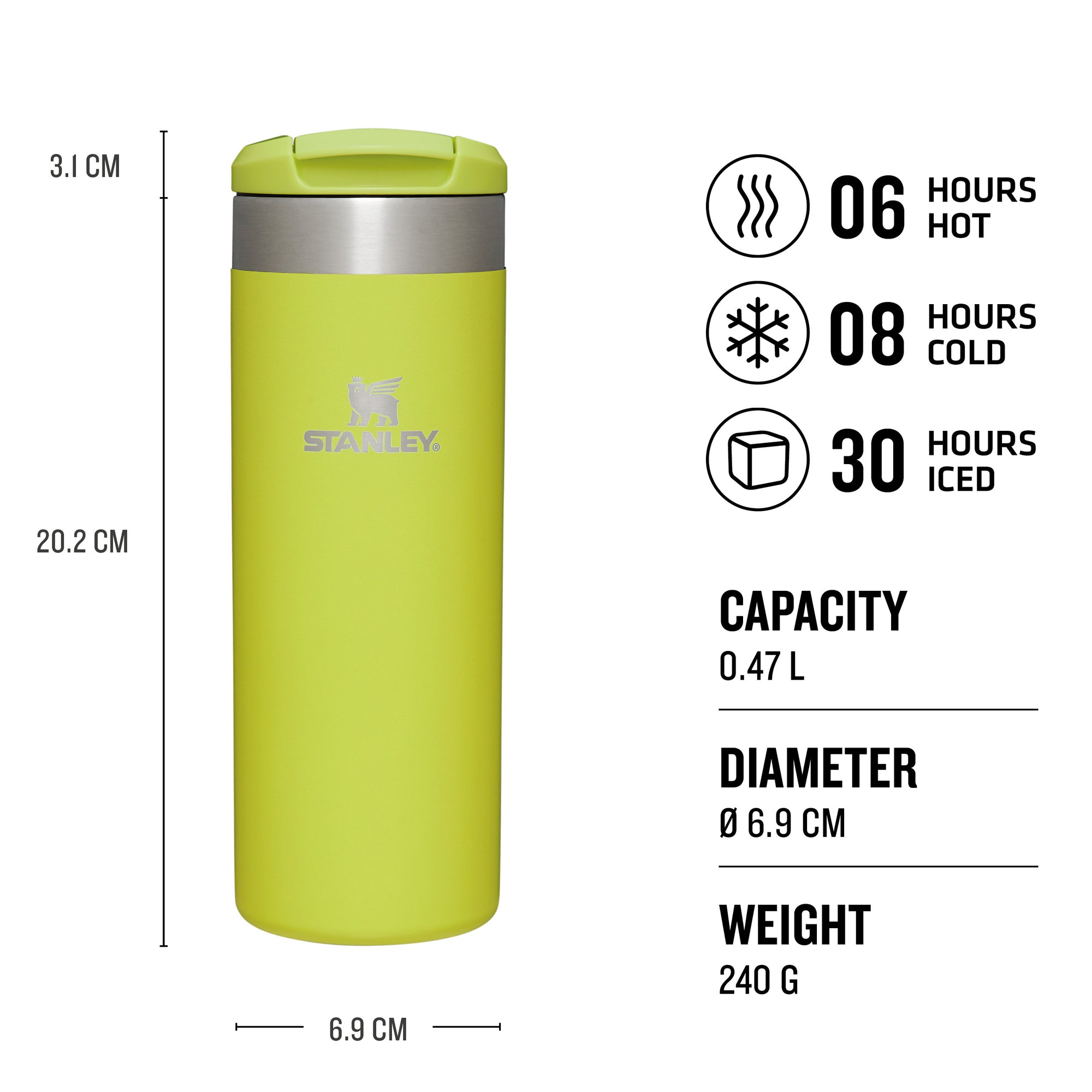 stanley aerolight transit mug 0.47l electric yellow