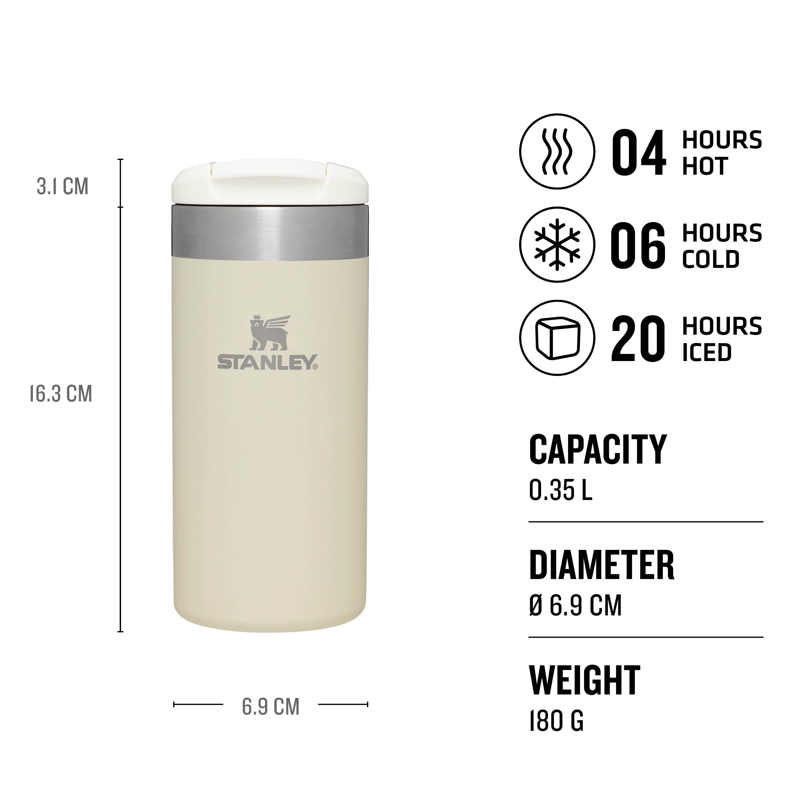 Stanley Aerolight Transit Travel Mug 0.35L Cream Metallic
