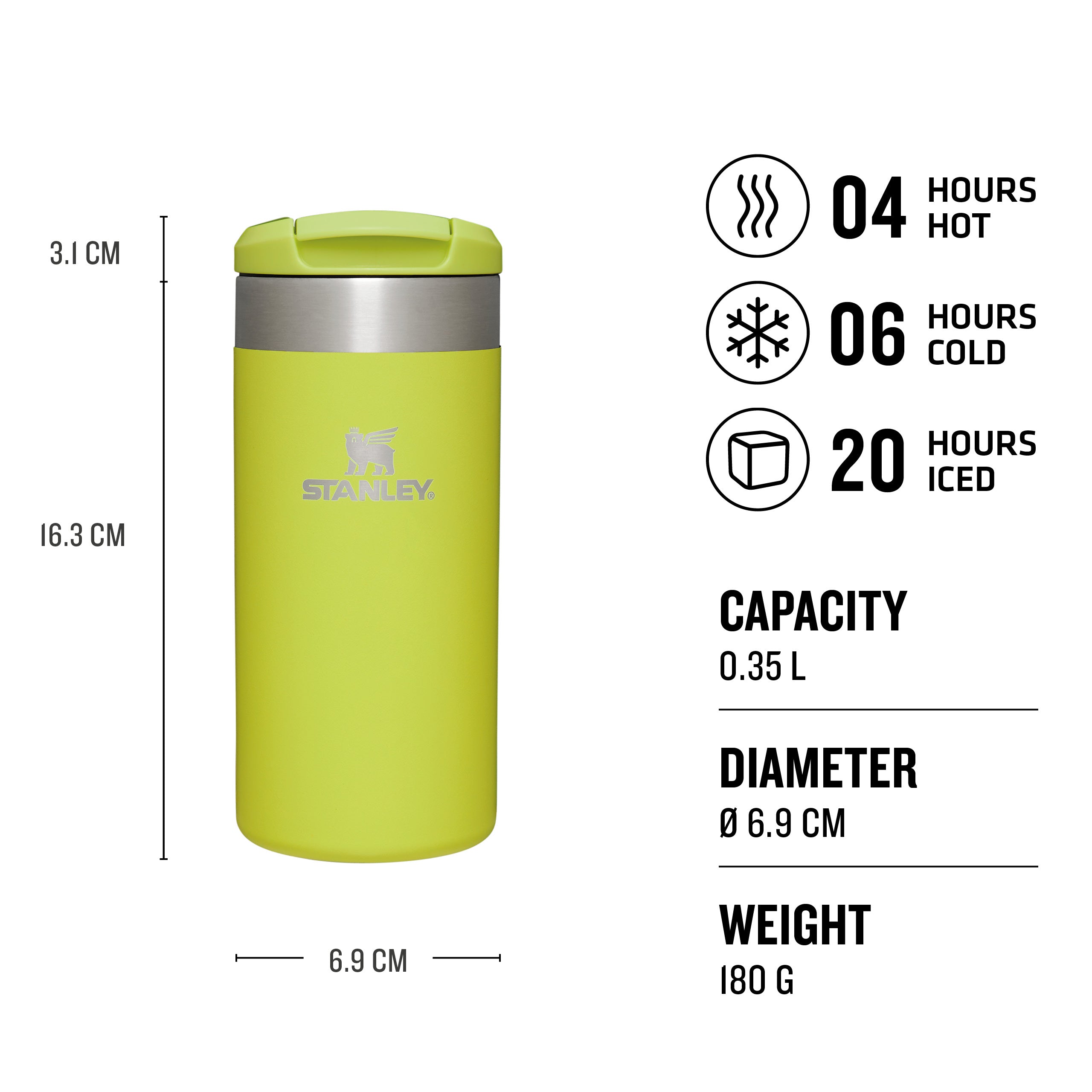 stanley aerolight transit mug 0.35l electric yellow
