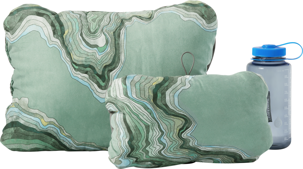 Thermarest Compressible Pillow Cinch Regular Sage Topo Waves