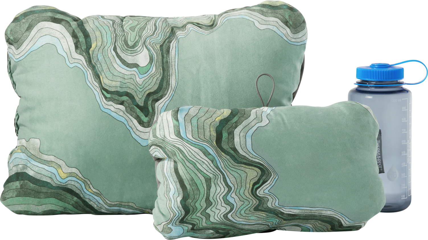 Thermarest Compressible Pillow Cinch Regular Sage Topo Waves