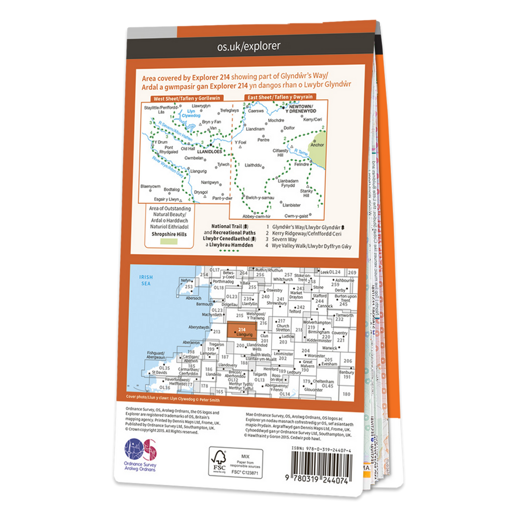 Ordnance Survey Explorer 214 Map Llanidloes & Newtown