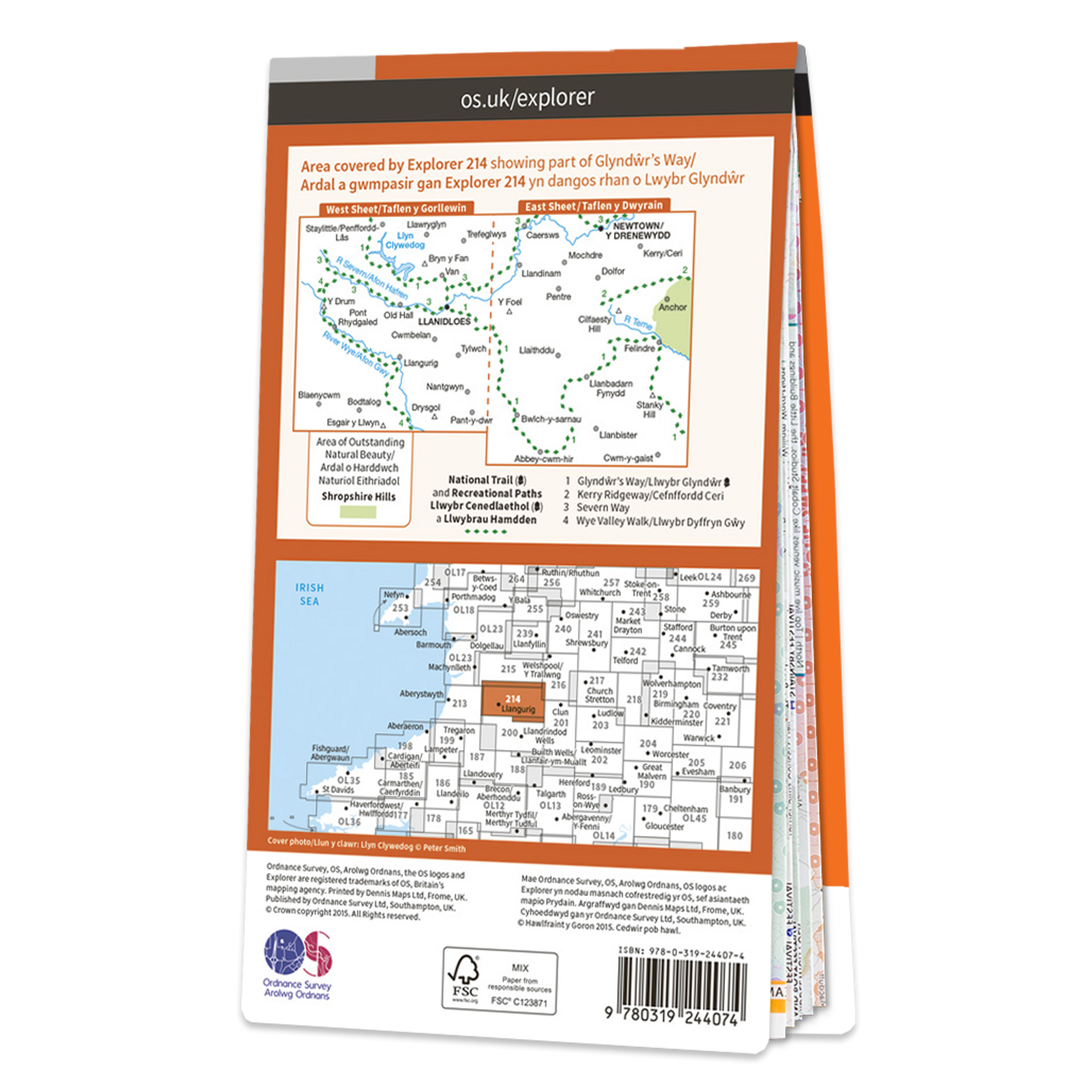 Ordnance Survey Explorer 214 Map Llanidloes & Newtown