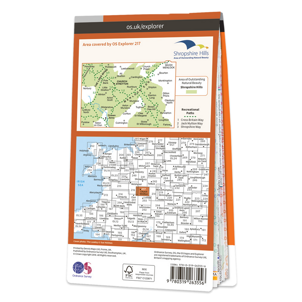 Ordnance Survey Explorer 217 Map The Long Mynd & Wenlock Edge
