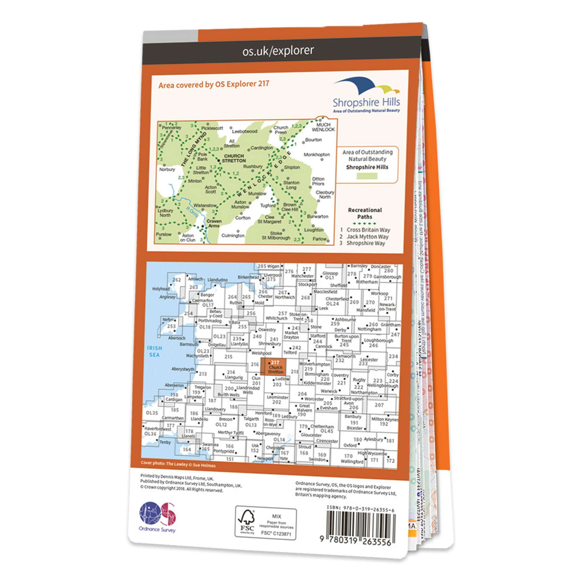 Ordnance Survey Explorer 217 Map The Long Mynd & Wenlock Edge