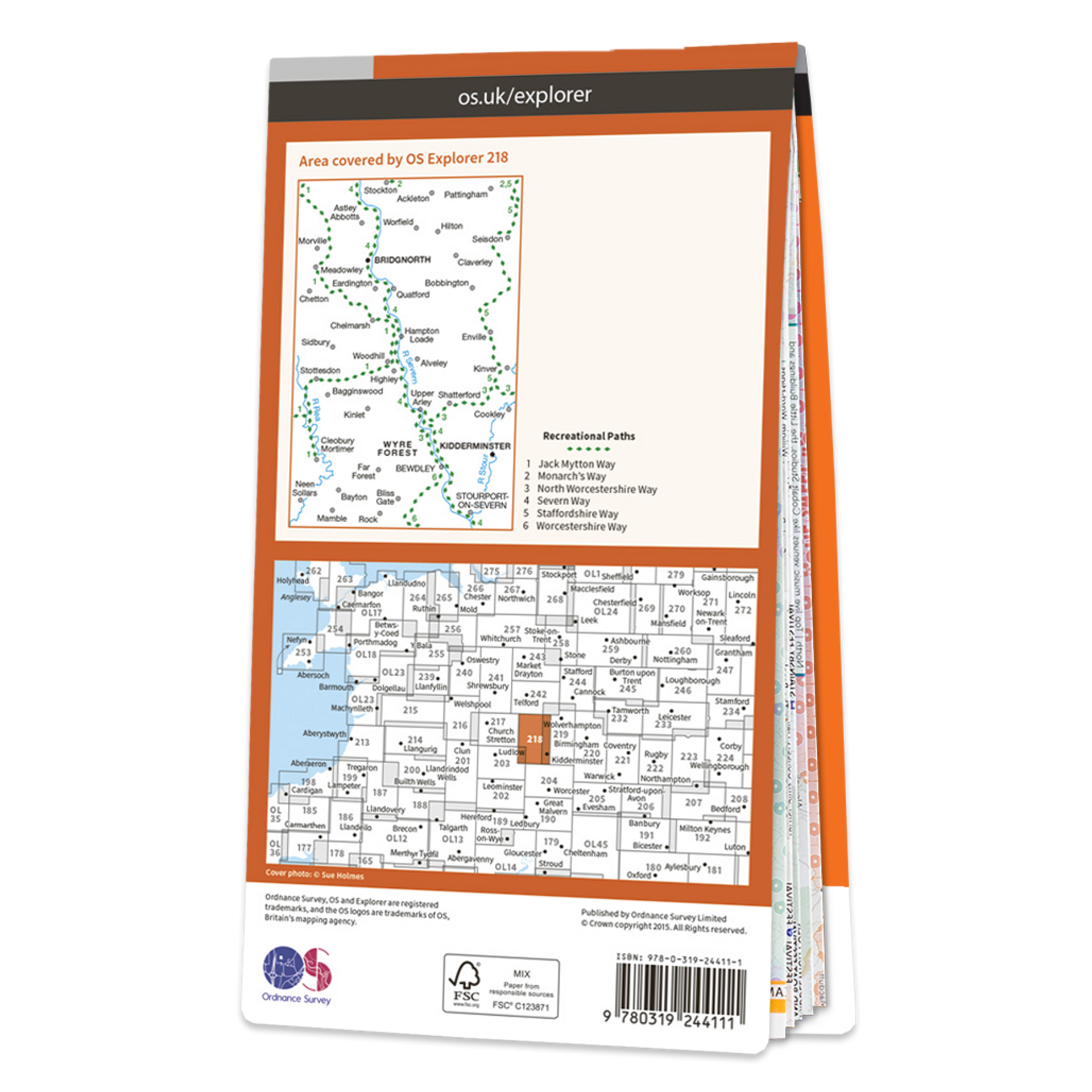 Ordnance Survey Explorer 218 Map Wyre Forest & Kidderminster