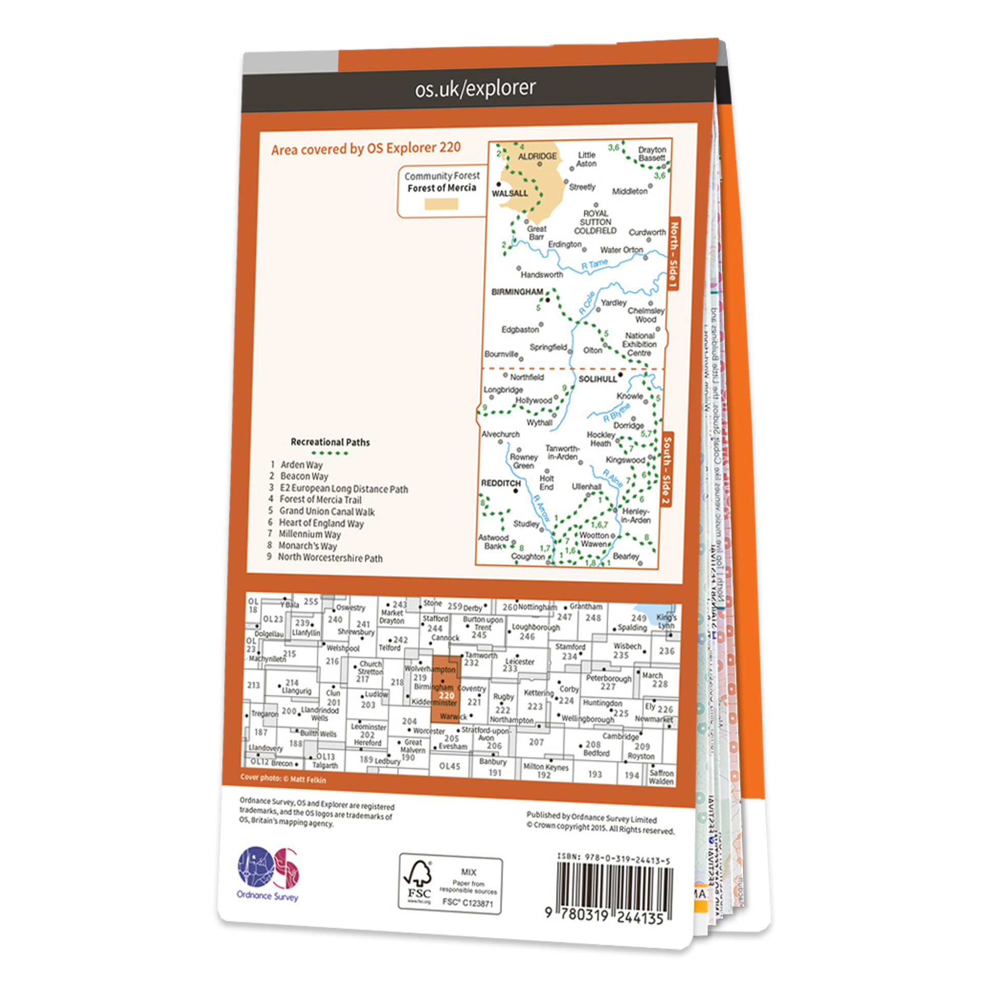 Ordnance Survey Explorer 220 Map Birmingham