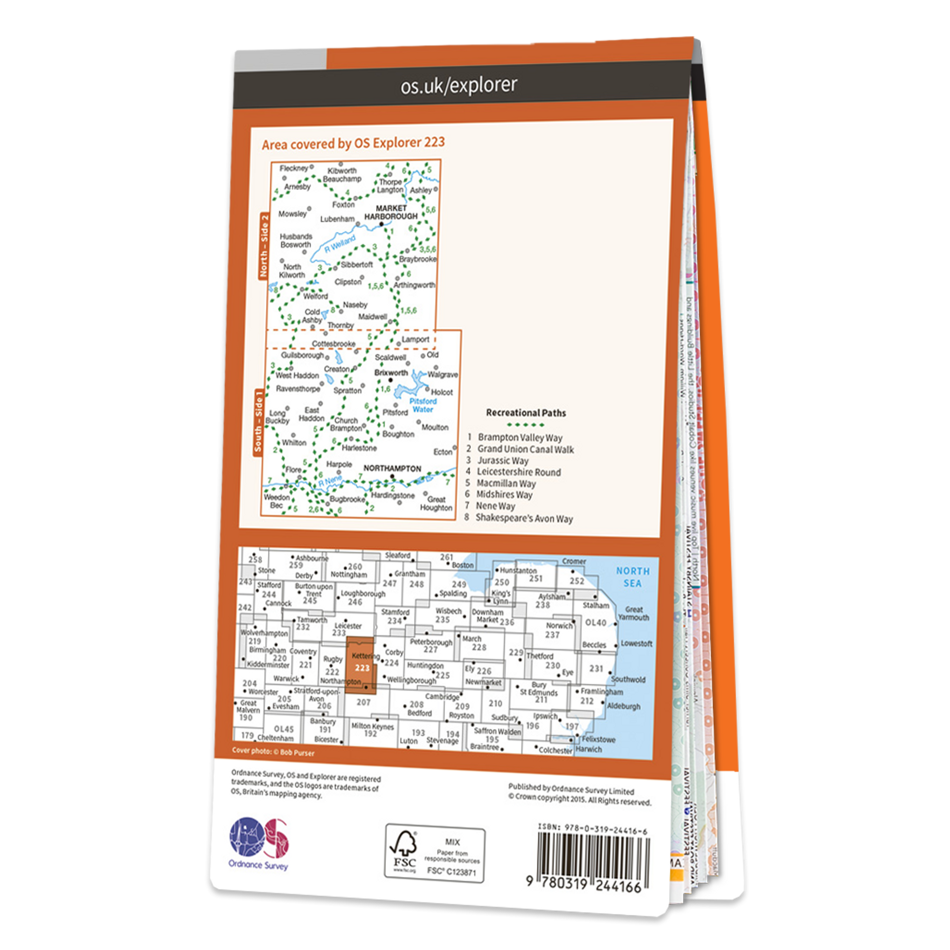 Ordnance Survey Explorer 223 Map Northampton & Market Harborough