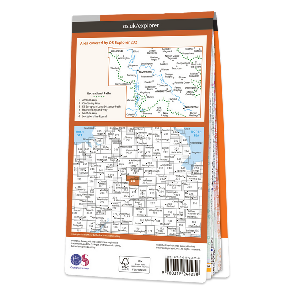 Ordnance Survey Explorer 232 Map Nuneaton & Tamworth