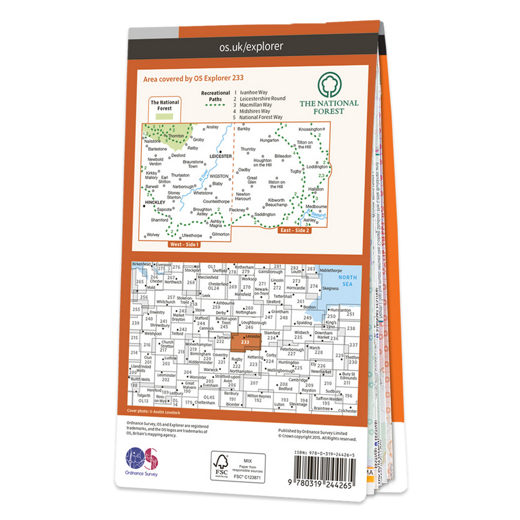 Ordnance Survey Explorer 233 Map Leicester & Hinckley