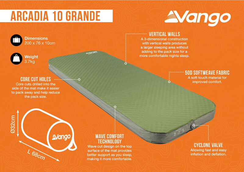vango arcadia 10 cm grande self inflating sleep mattress