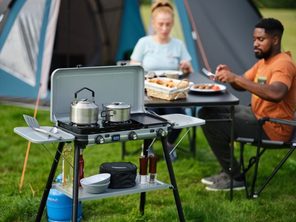 Campingaz Camping Kitchen 2 Multi Cook Plus Gas Stove with Free Regulator & Gas Hose