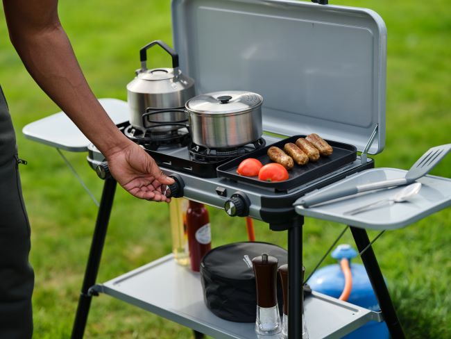 Campingaz Camping Kitchen 2 Multi Cook Plus Gas Stove with Free Regulator & Gas Hose