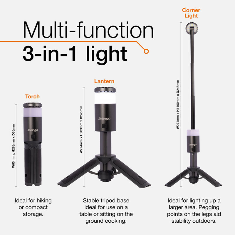 vango comet rechargeable 3 in 1 tripod light