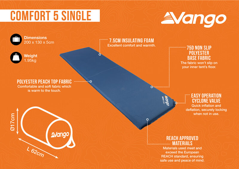Vango Comfort 5cm Single Self Inflating Mat
