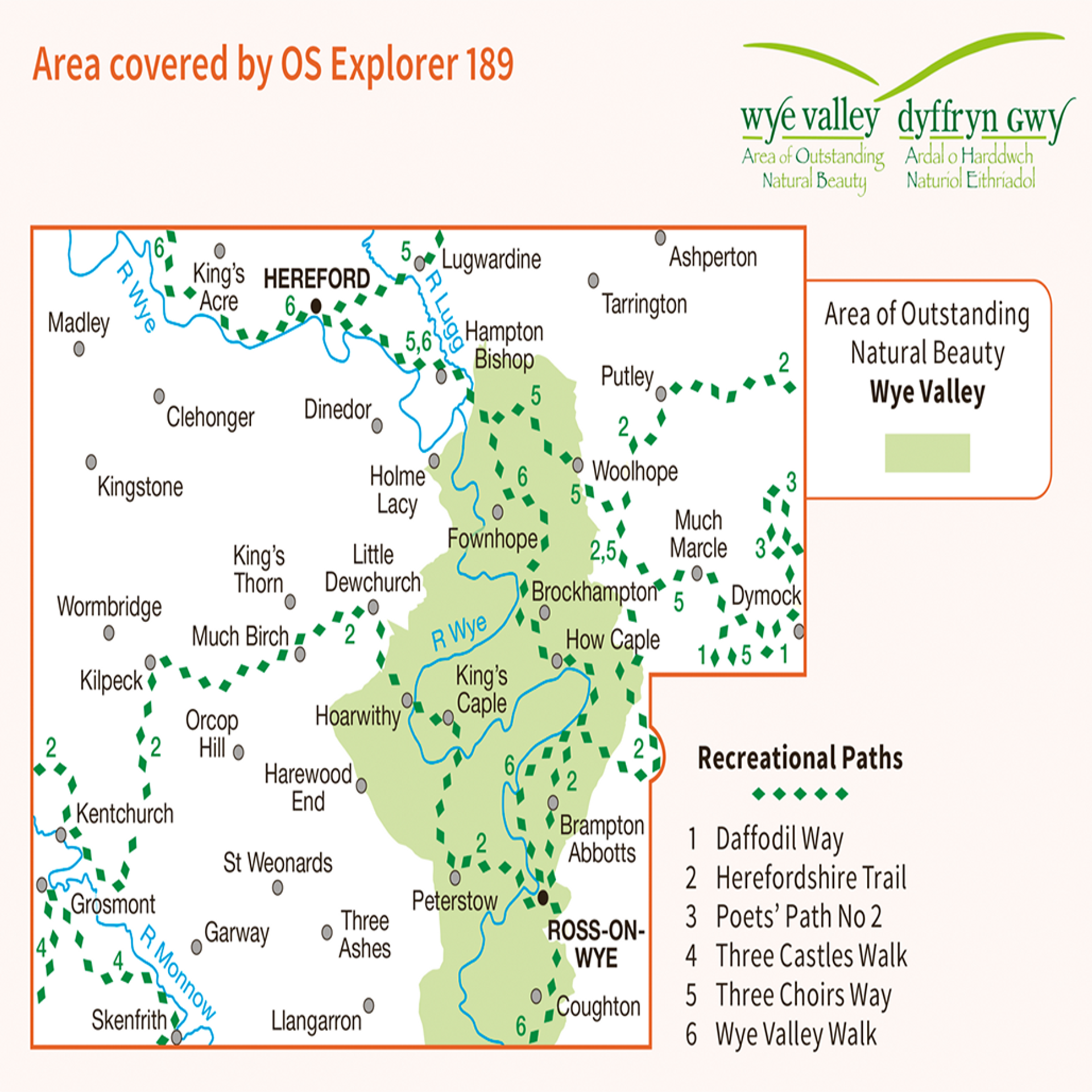 Ordnance Survey Explorer 189 Map Hereford & Ross-on-Wye