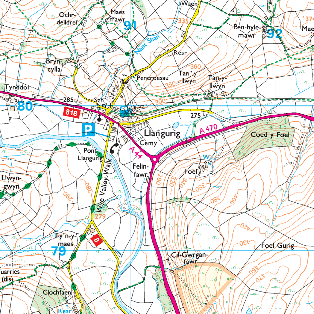 Ordnance Survey Explorer 214 Map Llanidloes & Newtown