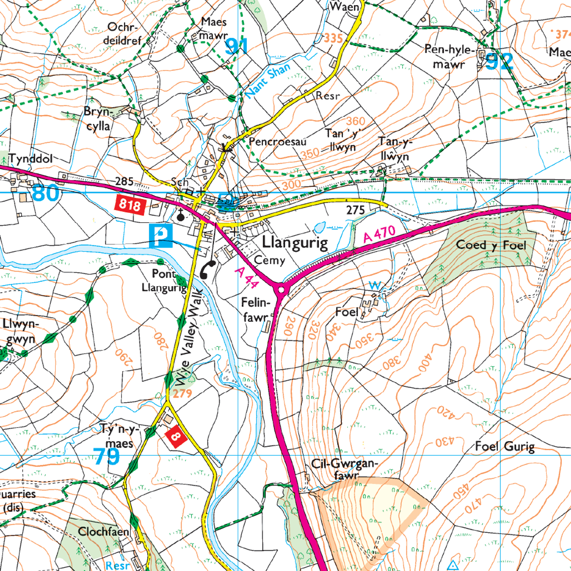 Ordnance Survey Explorer 214 Map Llanidloes & Newtown