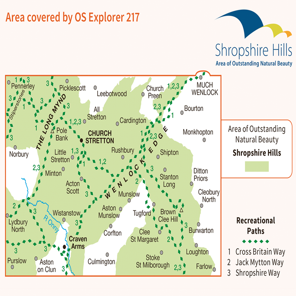 Ordnance Survey Explorer 217 Map The Long Mynd & Wenlock Edge