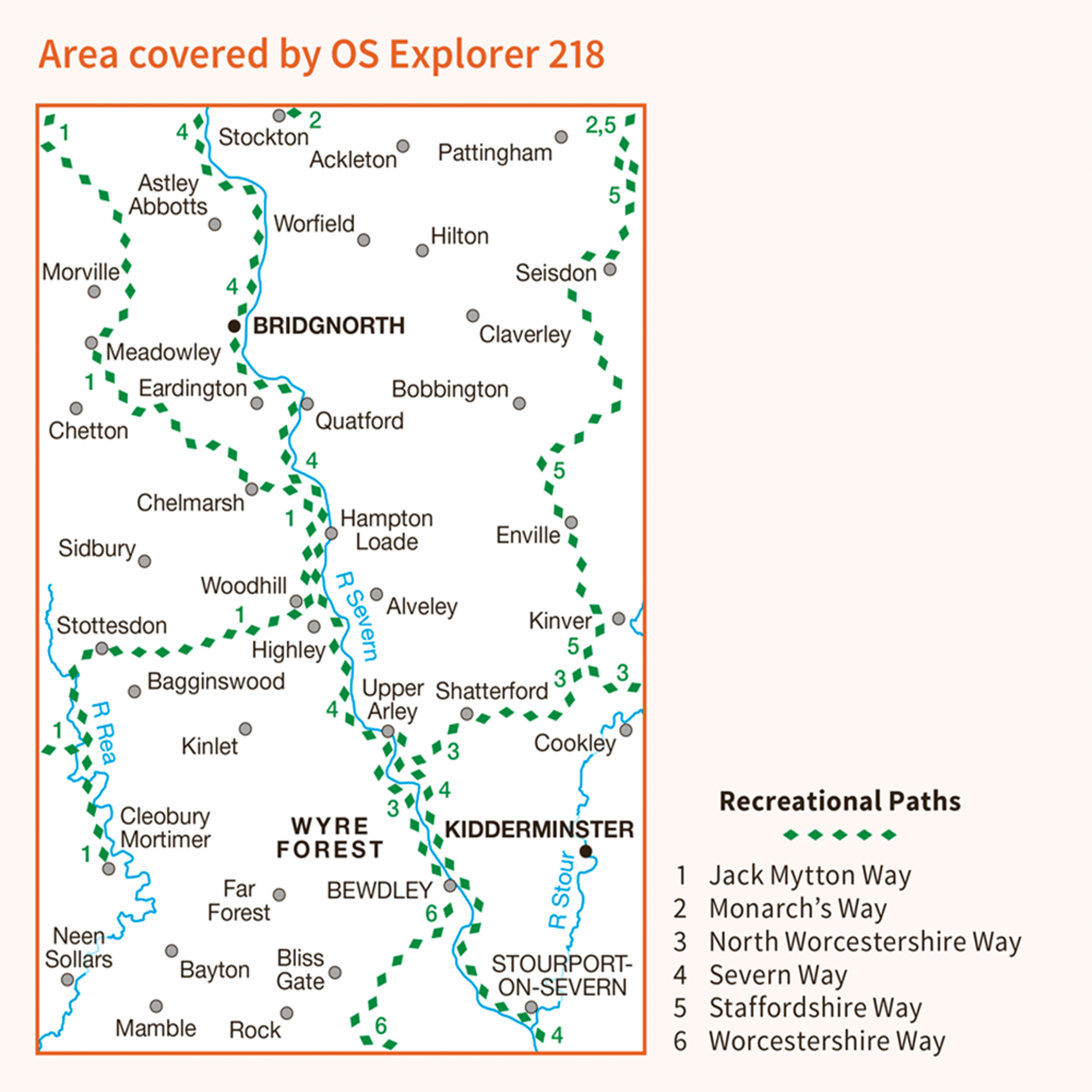 Ordnance Survey Explorer 218 Map Wyre Forest & Kidderminster