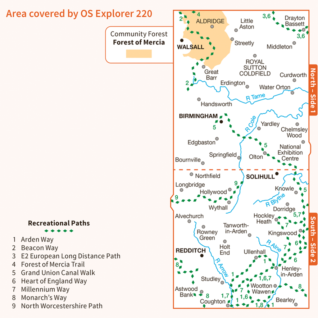 Ordnance Survey Explorer 220 Map Birmingham