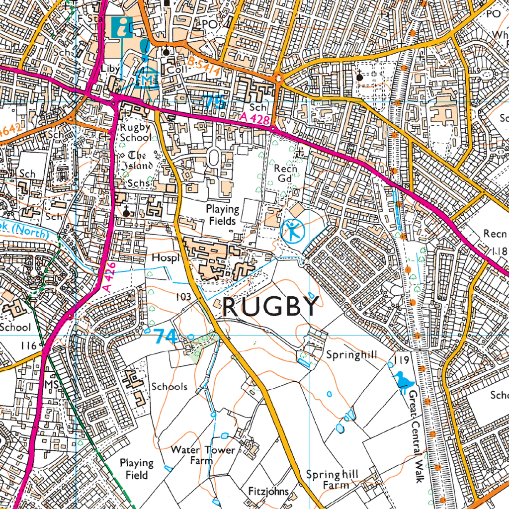 Ordnance Survey Explorer 222 Map Rugby & Daventry