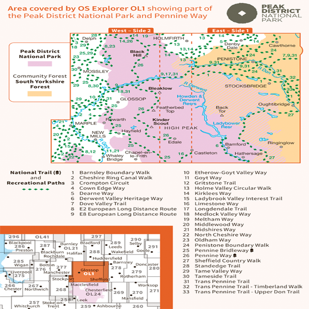 Ordnance Survey Explorer OL1 Map The Peak District