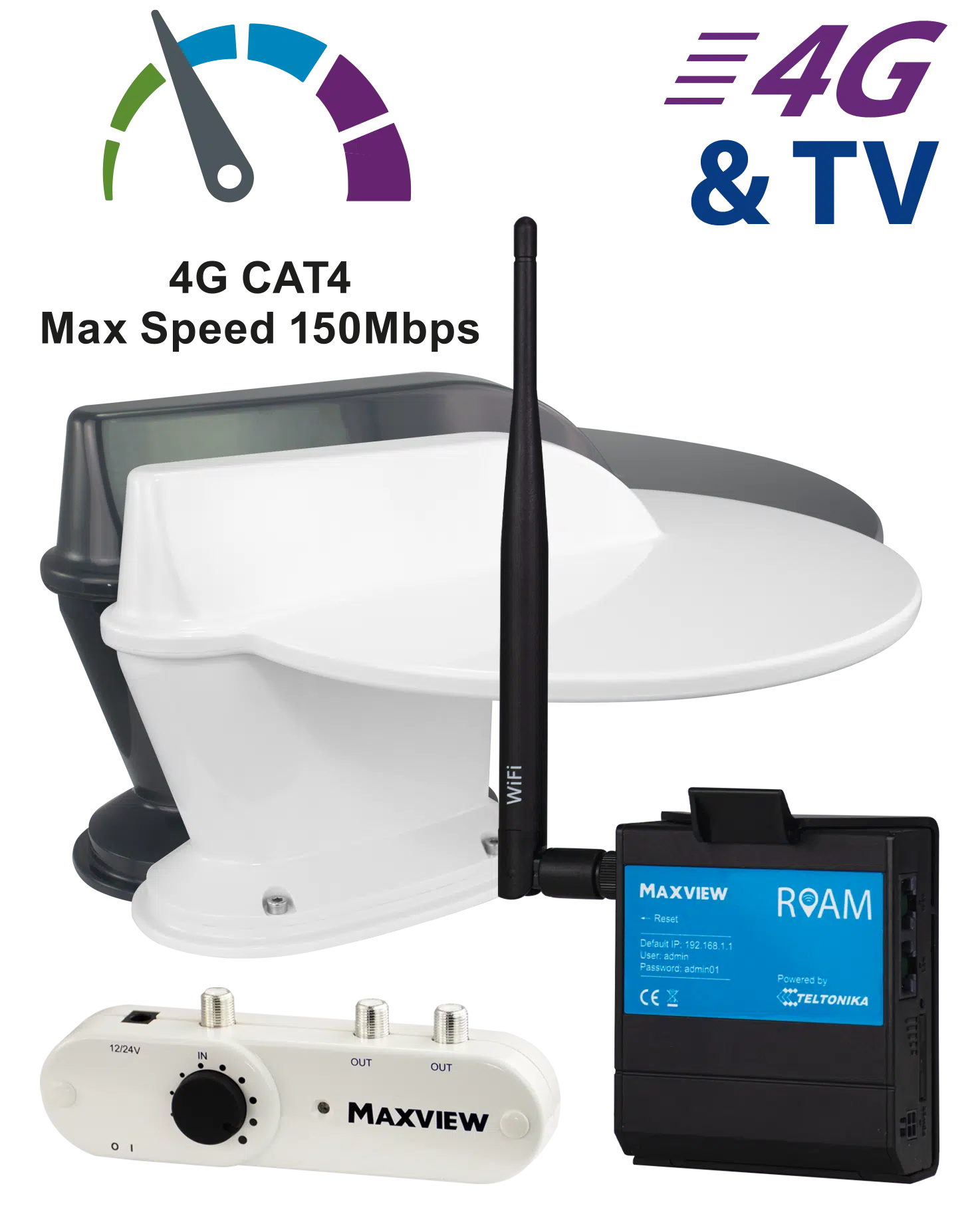 Maxview Roam Combo 4g Wi-fi system White With Built In TV Antenna