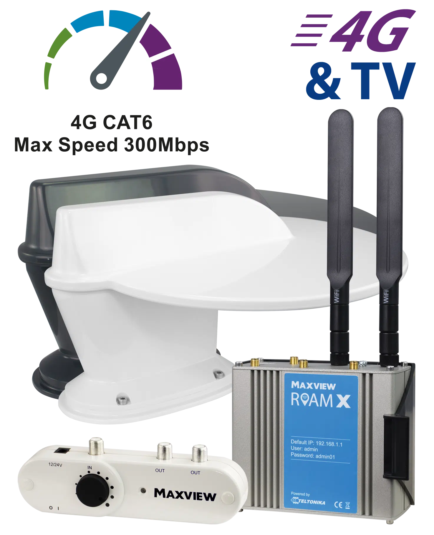 Maxview Roam X Combo 4g Wi-fi system White With Built In TV Antenna