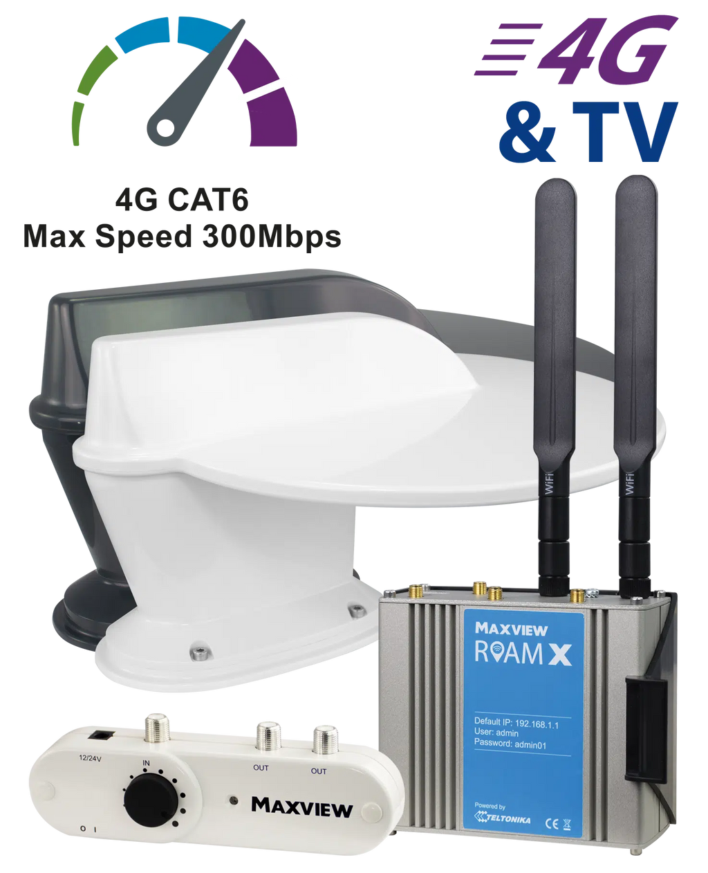 Maxview Roam X Combo 4g Wi-fi system White With Built In TV Antenna