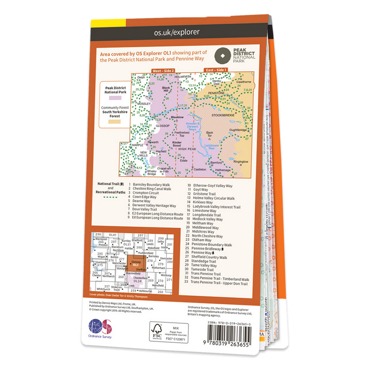 Ol1 Postcode Map Ordnance Survey Explorer OL1 Map The Peak District