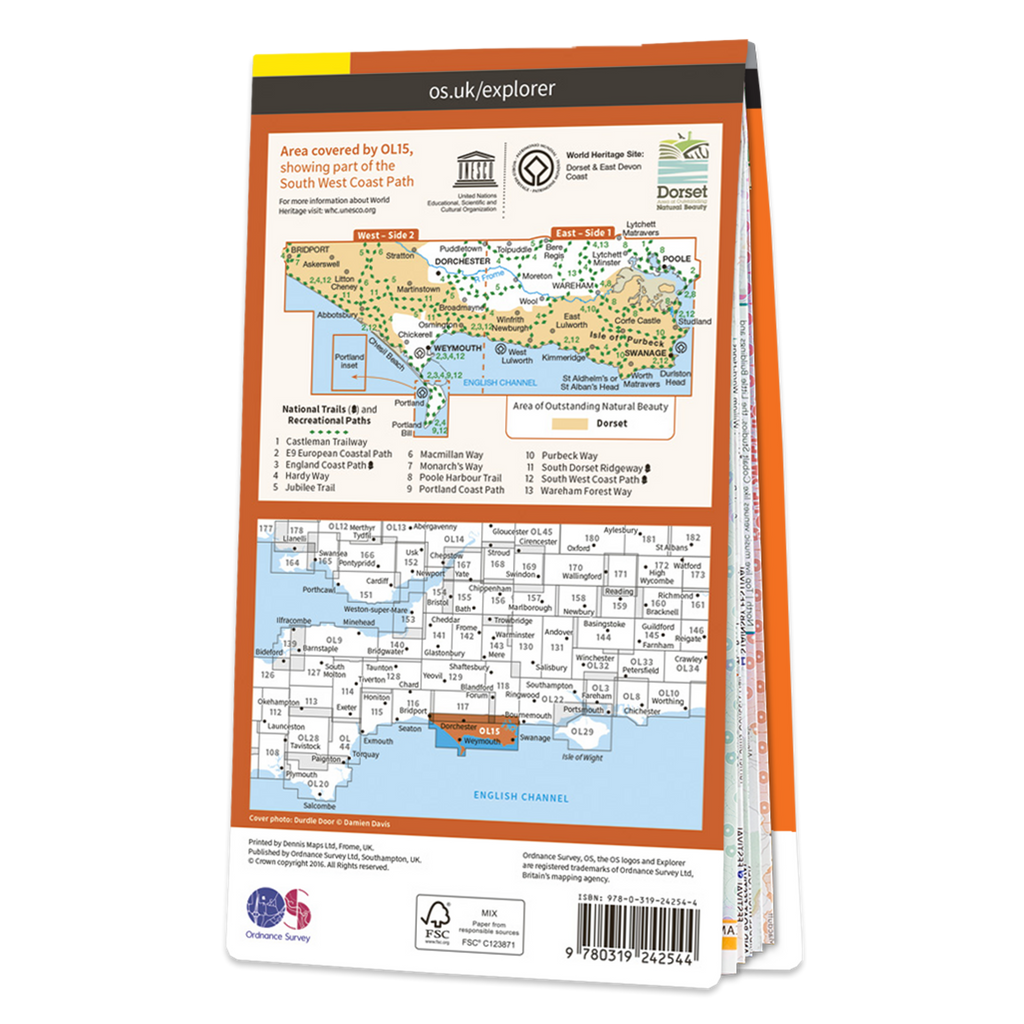 Ordnance Survey Explorer OL15 Map Purbeck & South Dorset