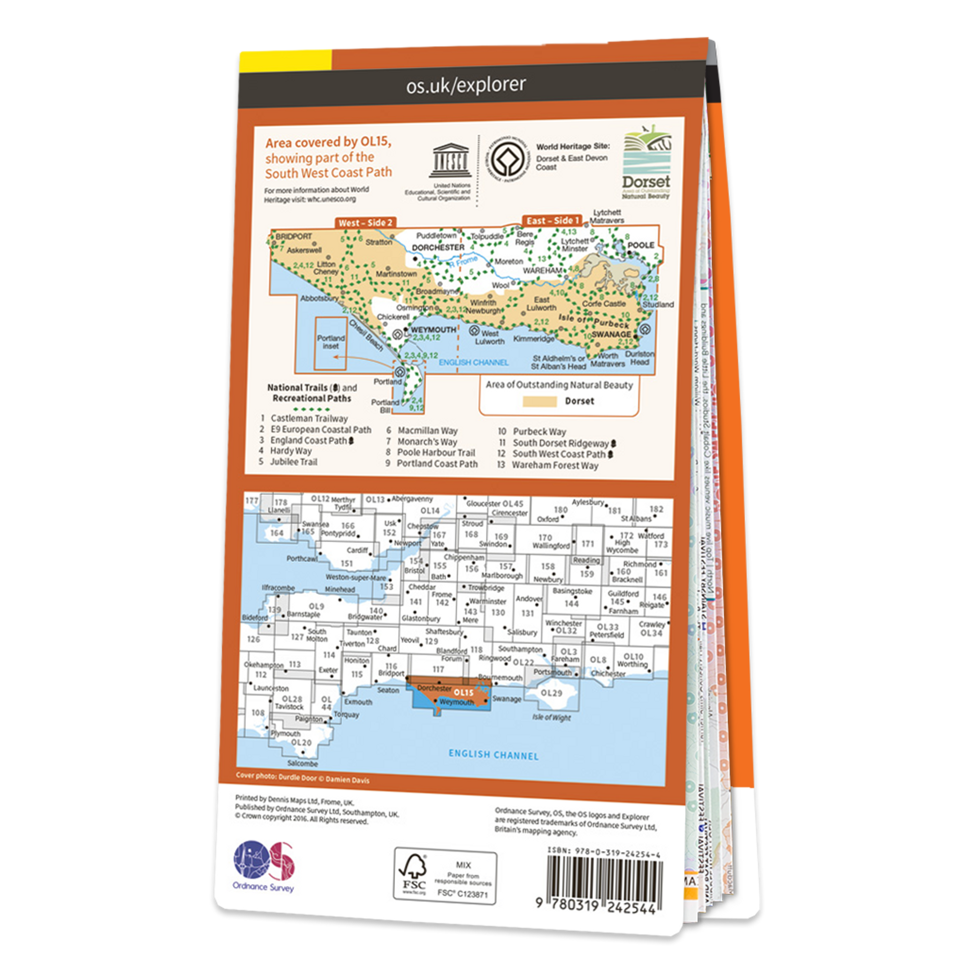 Ordnance Survey Explorer OL15 Map Purbeck & South Dorset