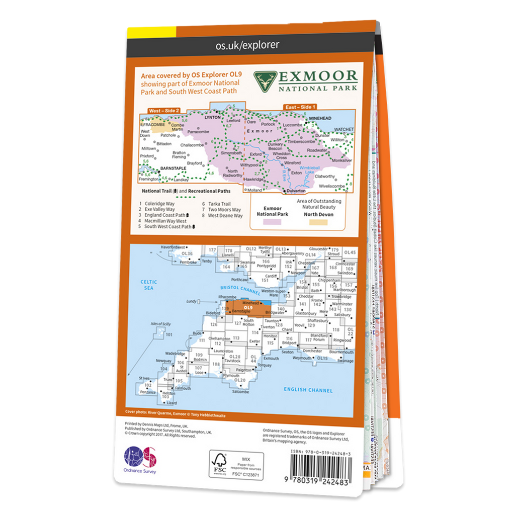 Ordnance Survey Explorer OL9 Map Exmoor