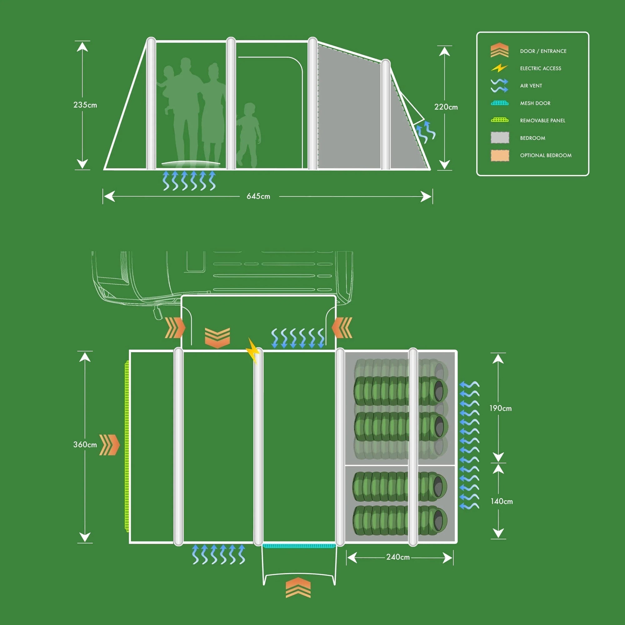 Holawild Airtek Redwood 4.0 Inflatable Campervan Driveaway Awning