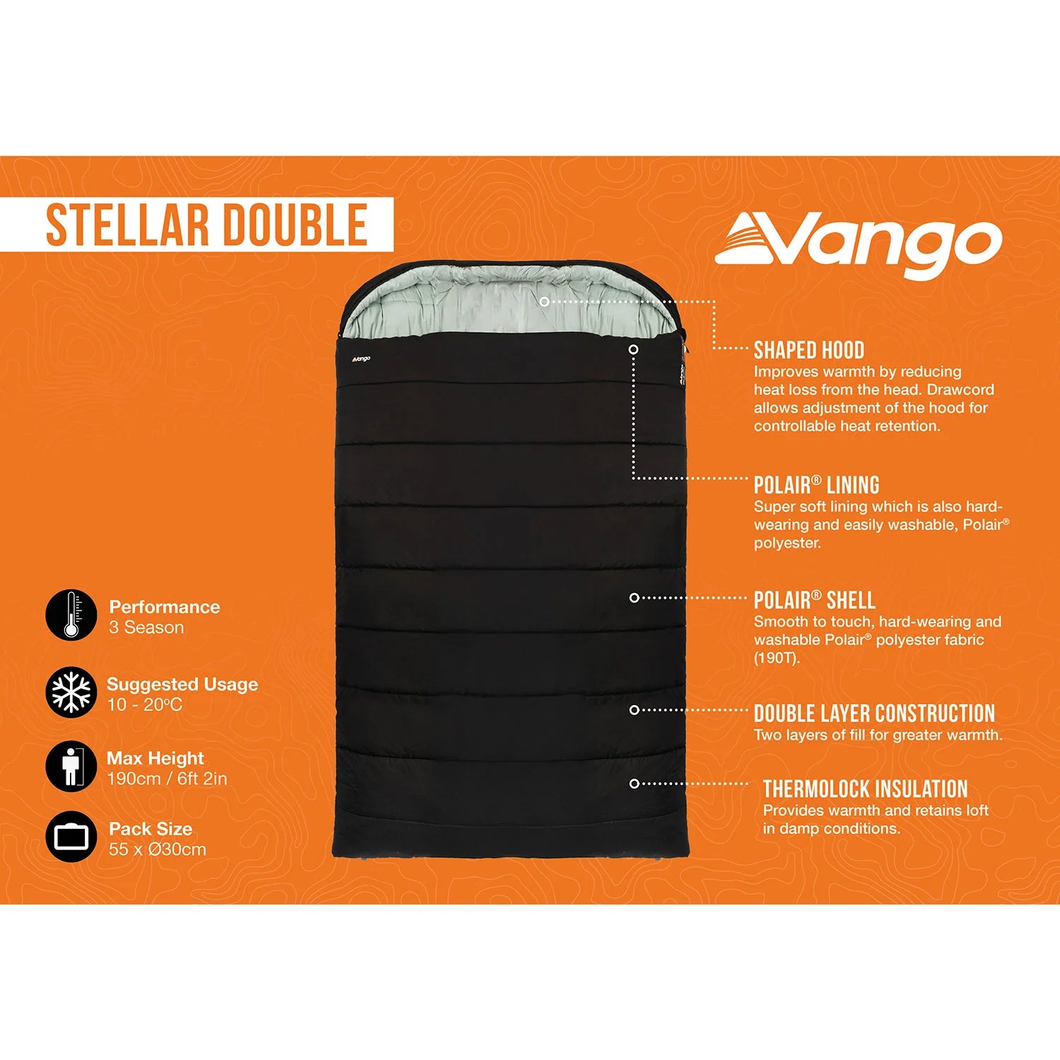 Vango Stellar Double Sleeping Bag Black