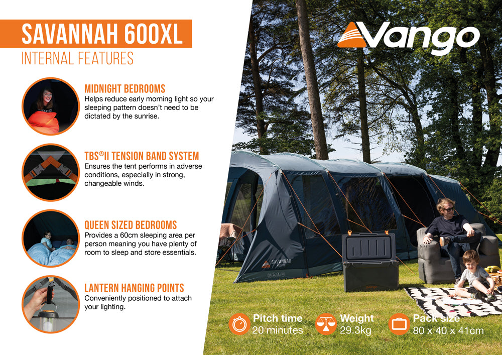 Vango Savannah 600XL Poled Tent Package