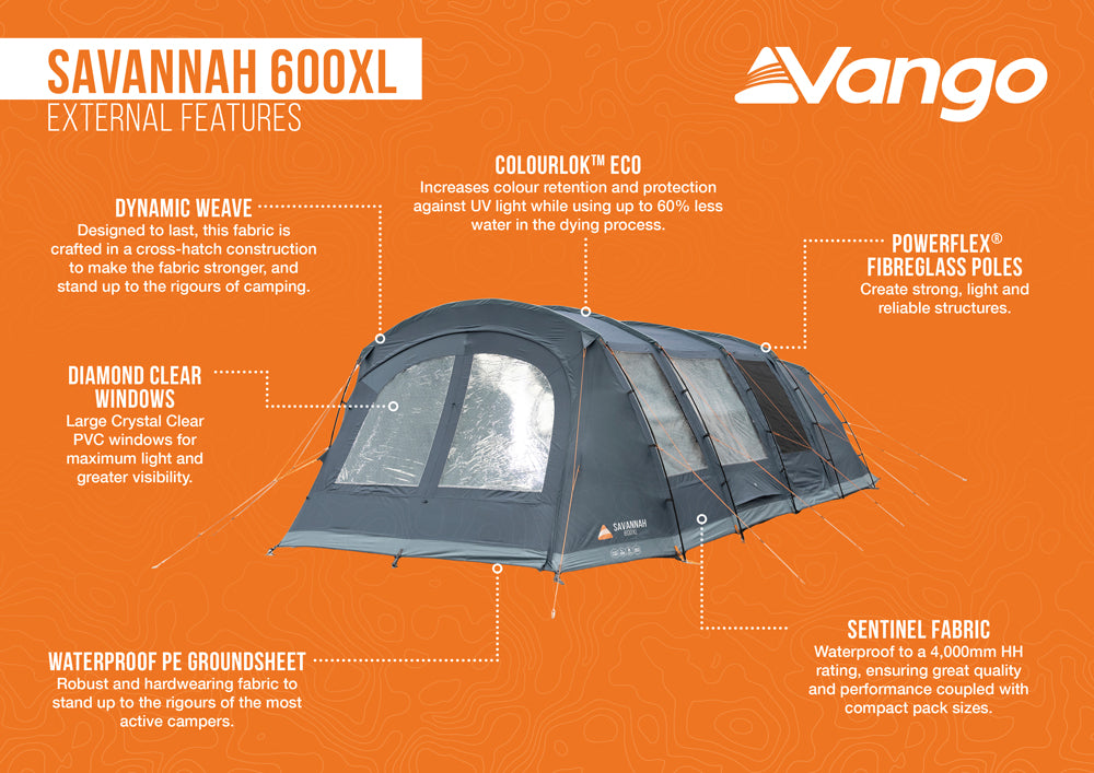 Vango Savannah 600XL Poled Tent Package