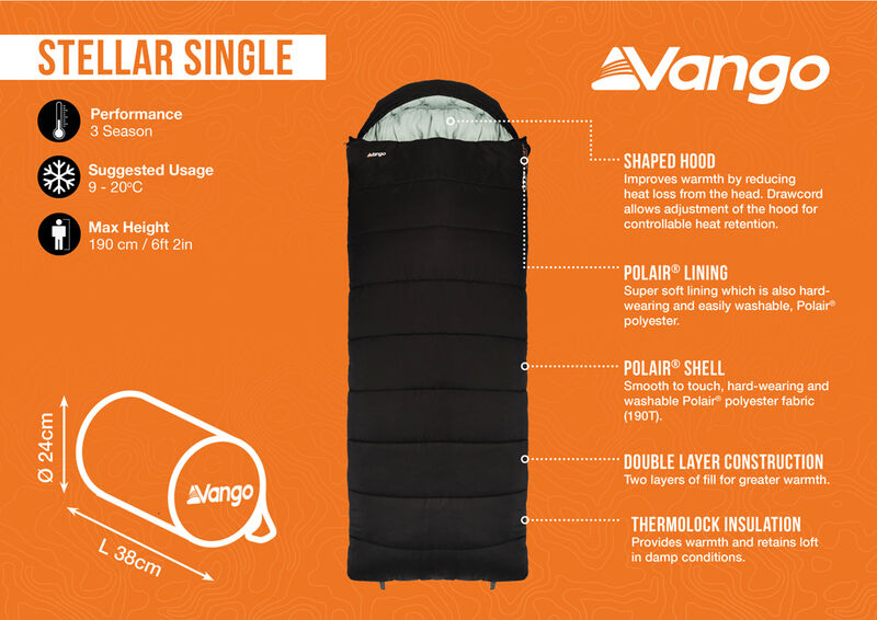 Vango Stellar Single Sleeping Bag BLACK